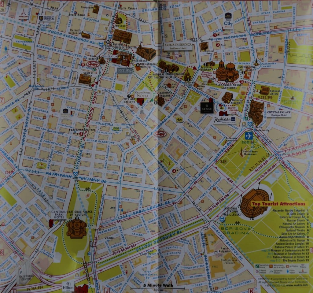 Bulgaria Sofia Tourist Map