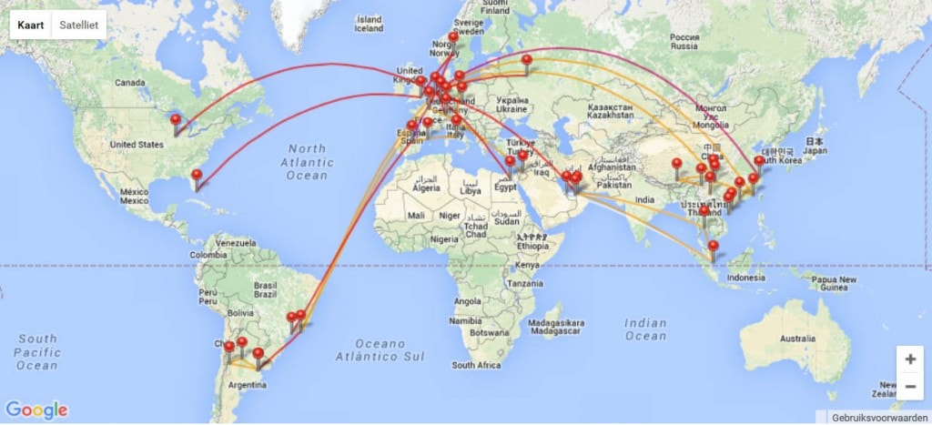 Chris Travel Blog Flight Map 2015