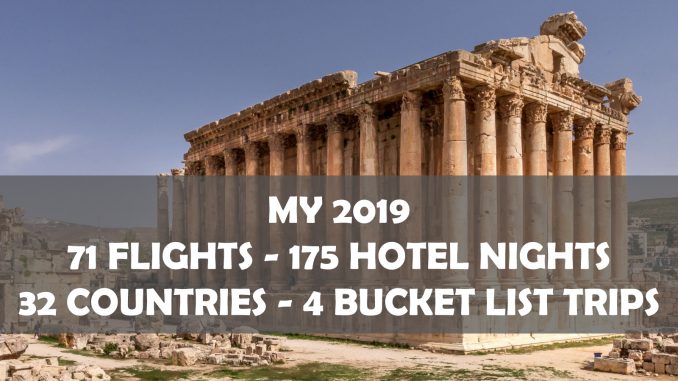 My 2019 travel year: 71 flights, 175 hotel nights, 32 countries, 4 bucket list trips My 2019 travel year: 71 flights, 175 hotel nights, 32 countries, 4 bucket list trips