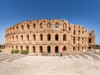 Outside full view amphitheatre - TUNISIA - El Jem day trip from Sousse (or Tunis) & Sfax medina tour