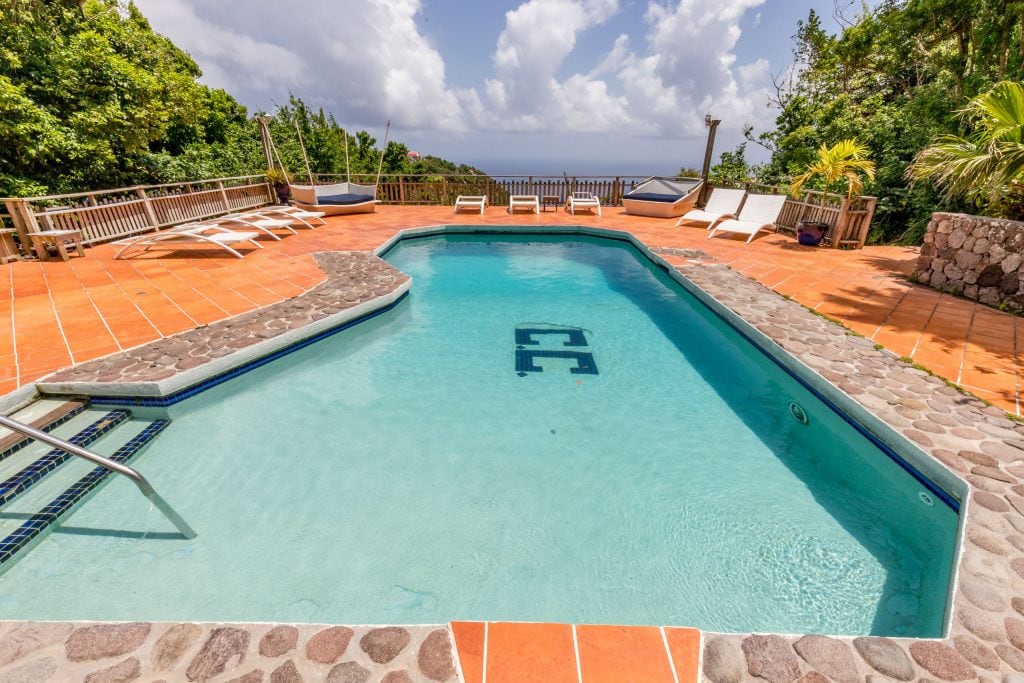 Pool at cottage club - SABA - Best Accommodation: Old World style at the Hidden Garden Villa