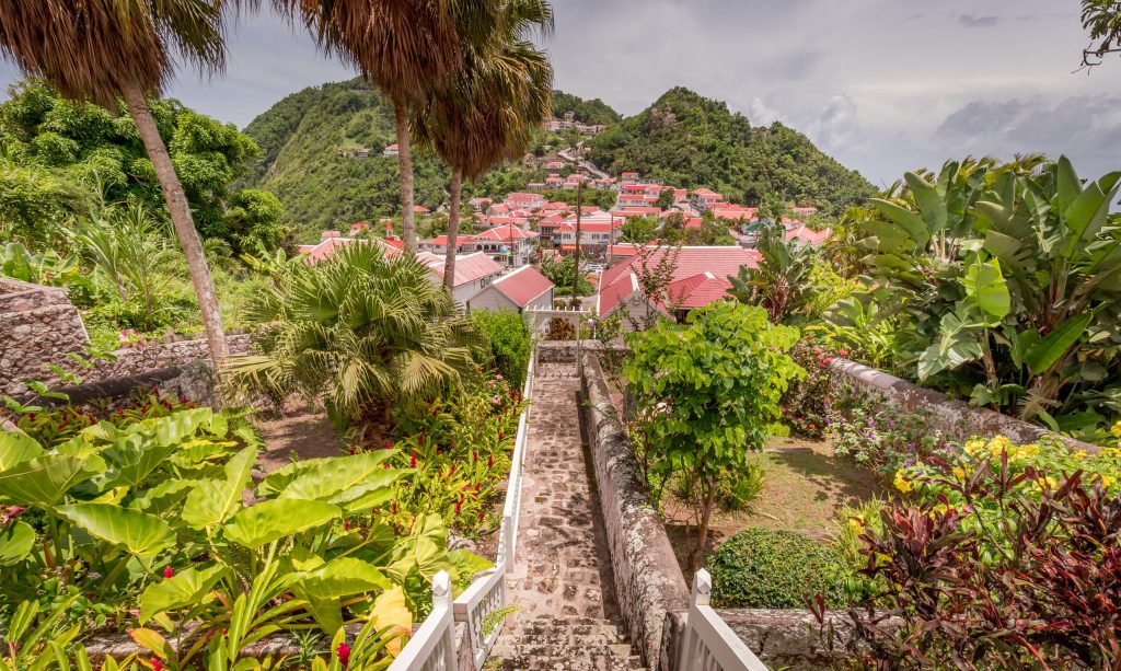View towards windwardside - SABA - Best Accommodation: Old World style at the Hidden Garden Villa