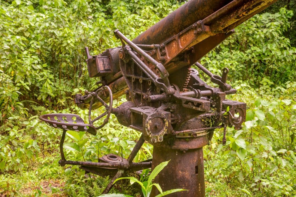 Anti air canon close up - SOLOMON ISLANDS - Skull Island Munda & New Georgia WWII history day trip