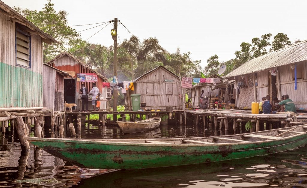 Arrival docks - GHANA - Stilt village Nzulezo on lake Tadane (Beyin); day trip from Takoradi