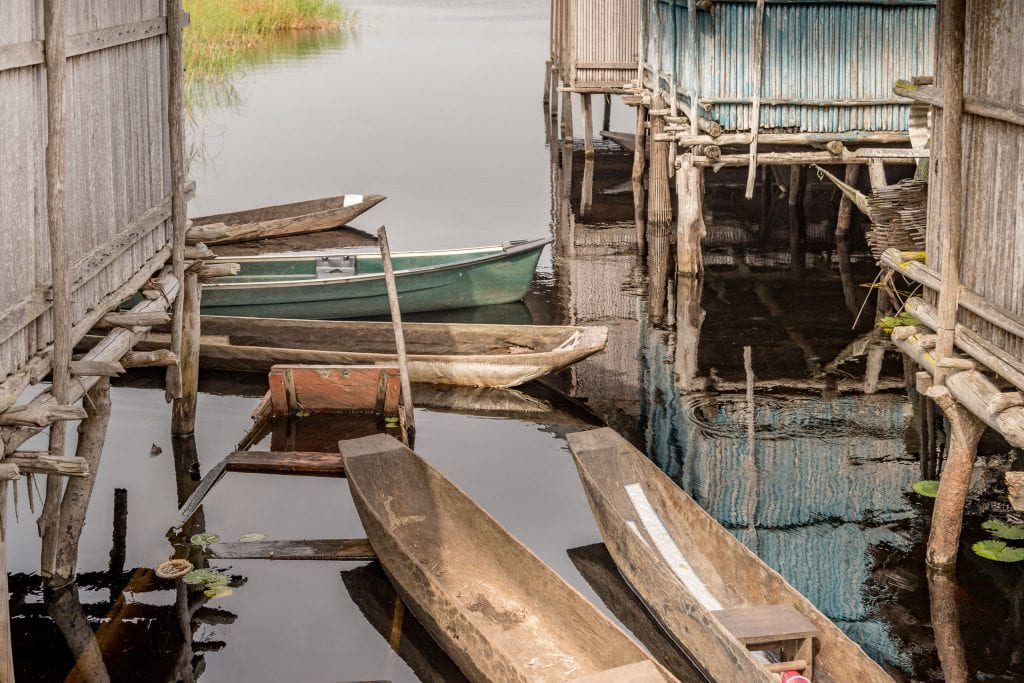 Canoes - GHANA - Stilt village Nzulezo on lake Tadane (Beyin); day trip from Takoradi