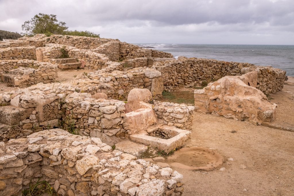 Kerkouane Punic City houses with sea view - TUNISIA - Kerkouane Punic town day trip from Tunis or Sousse