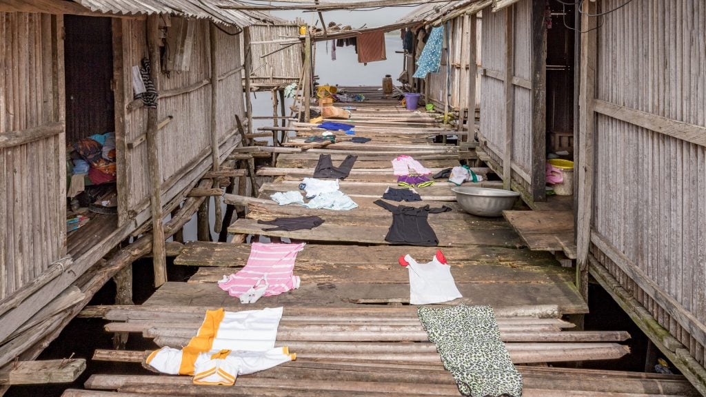 Laundry on street - GHANA - Stilt village Nzulezo on lake Tadane (Beyin); day trip from Takoradi