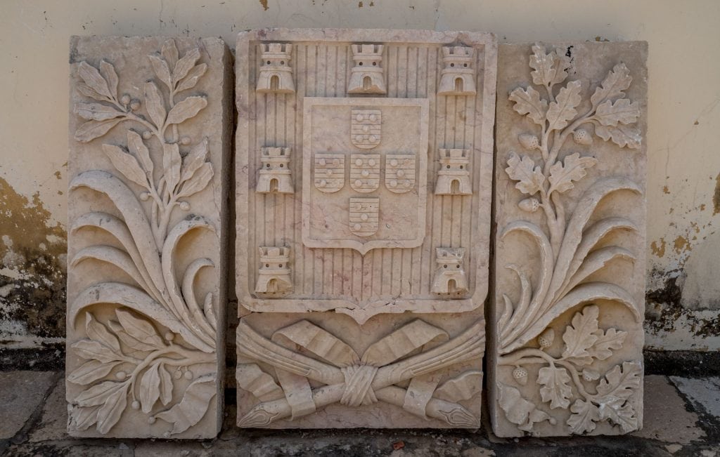 San Sebastian Fort carved coat of arms - SÃO TOMÉ & PRÍNCIPE - Central São Tomé day trip; culture & nature on paradise island