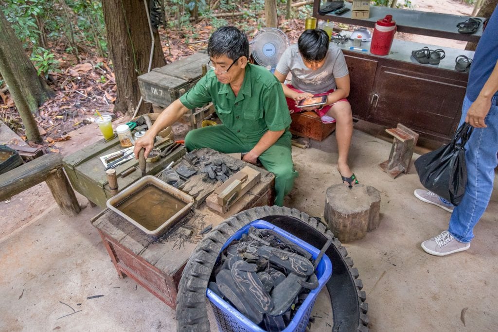 Sandal Making - VIETNAM - Must do day trip: Cu Chi tunnels and Cao Dai Temple from Ho Chi Min City