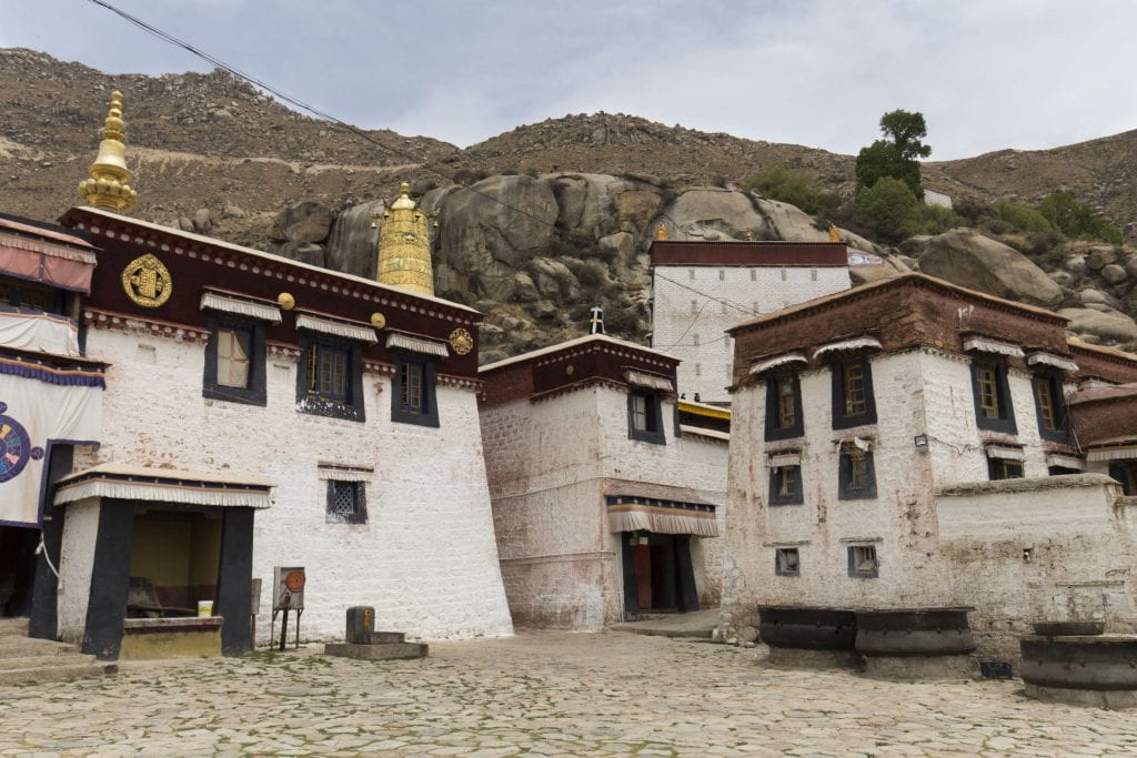 TIBET - Drepung and Sera monastery in Lhasa with monks debating
