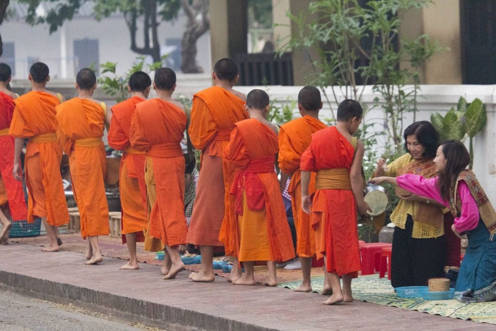 LAOS - Monks alms giving ceremony in Luang Prabang