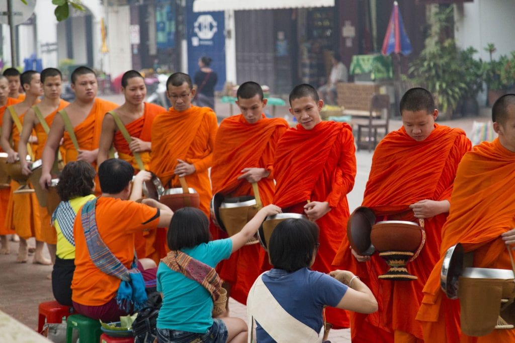 LAOS - Monks alms giving ceremony in Luang Prabang