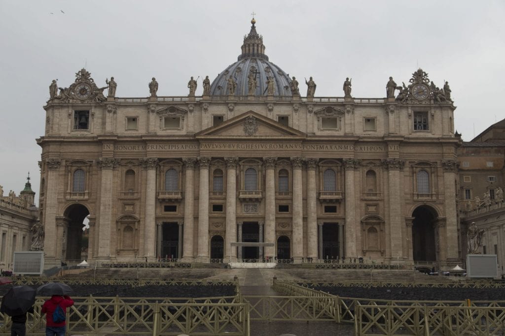 VATICAN - The St. Peter’s Basilica in the Vatican during a rainy afternoon