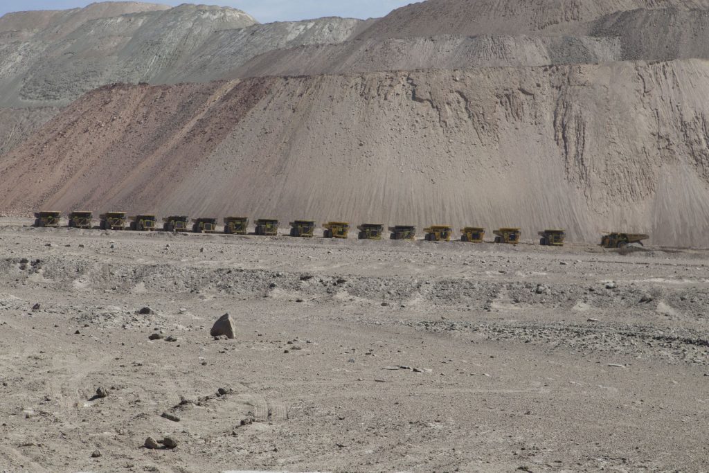 Mining in the Atacama desert at Chuquicamata mine and Humberstone