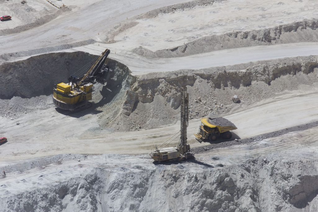 Mining in the Atacama desert at Chuquicamata mine and Humberstone