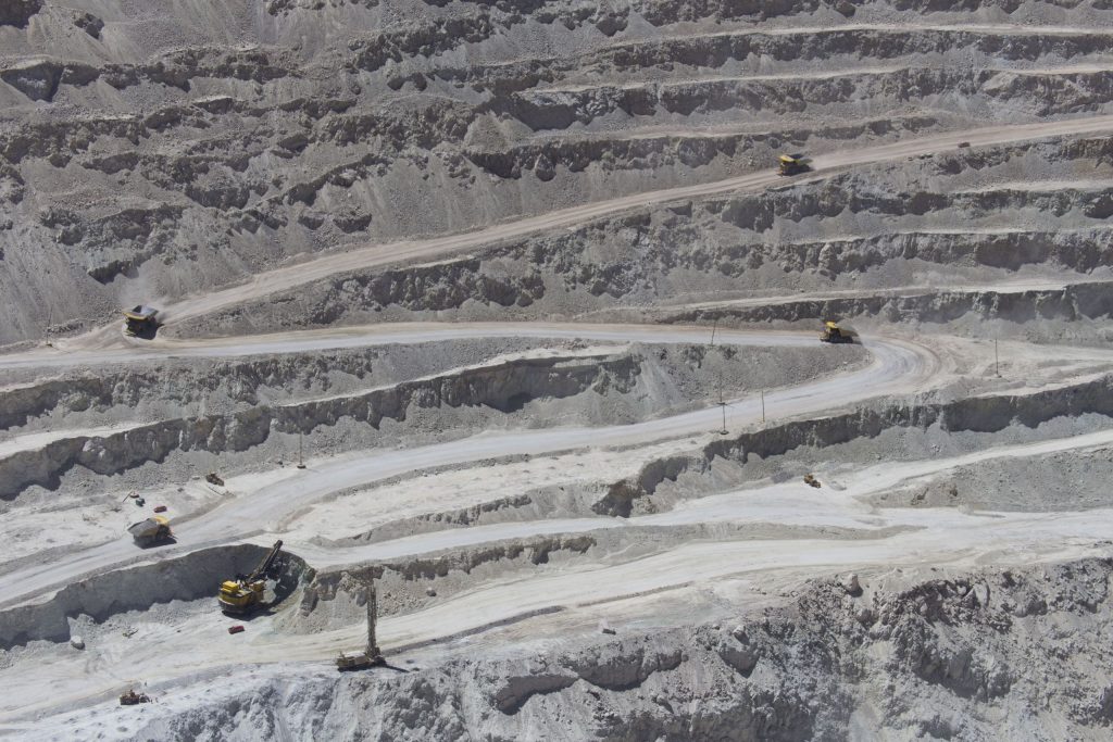 Mining in the Atacama desert at Chuquicamata mine and Humberstone