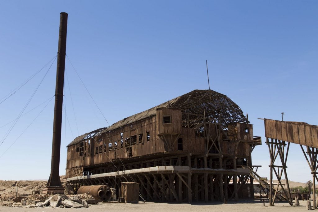 Mining in the Atacama desert at Chuquicamata mine and Humberstone