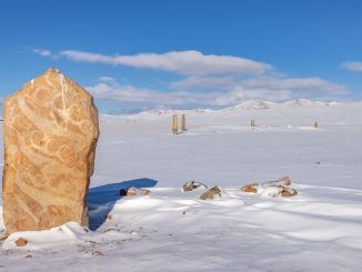 Deer Stones Stoneage Carvings Mongolia in Winter MONGOLIA in Winter UNESCO