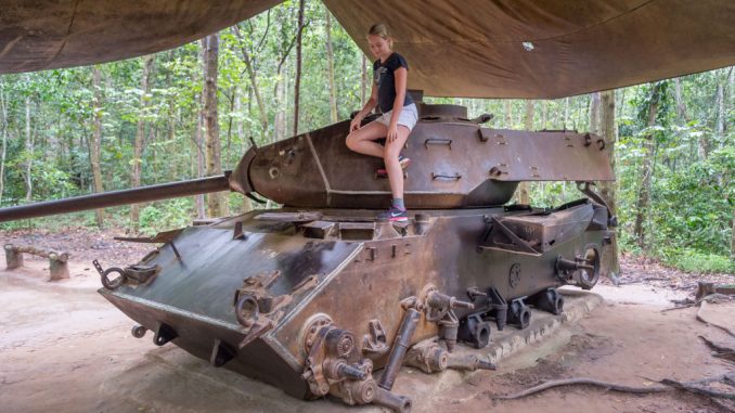 Old-Military-Tank-VIETNAM-Must-do-day-trip-Cu-Chi-tunnels-and-Cao-Dai-Temple-from-Ho-Chi-Min-City
